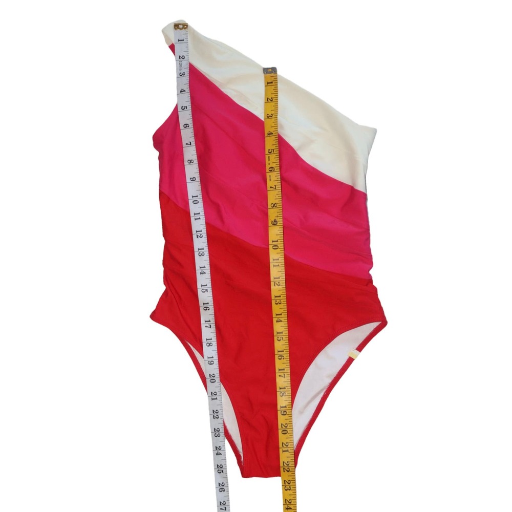 summersalt One-Shoulder Colorblock One-Piece Swimsuit in Red, Pink & Cream - Picture 5 of 7